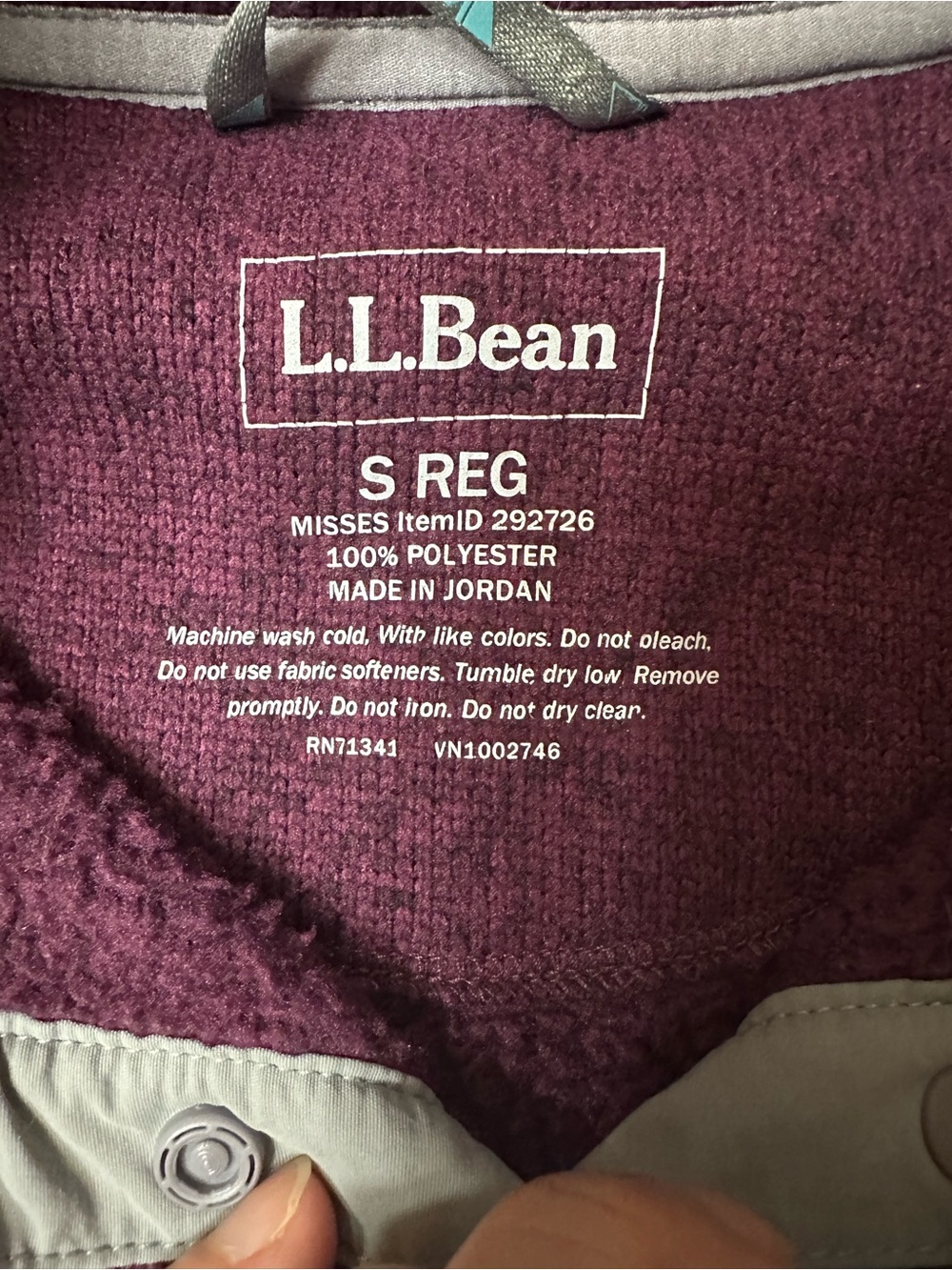 L.L. Bean Plum Snap-Button Cowl Fleece Pullover - Picture 6 of 8